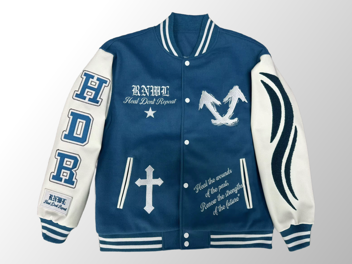 Blue RNWL Varsity Jacket - Moving Forward